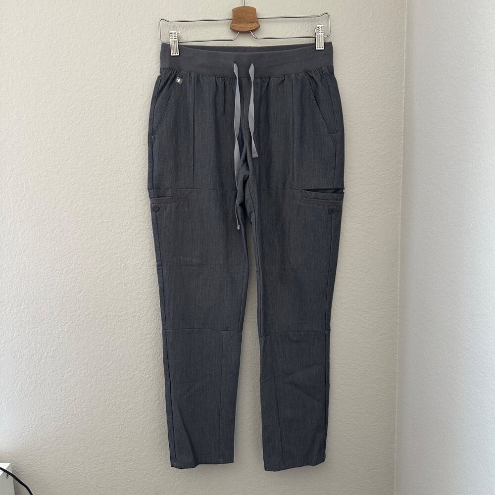 Figs Technical Collection Cargo Scrubs Pants Straight Leg Polyester Blend Grey X